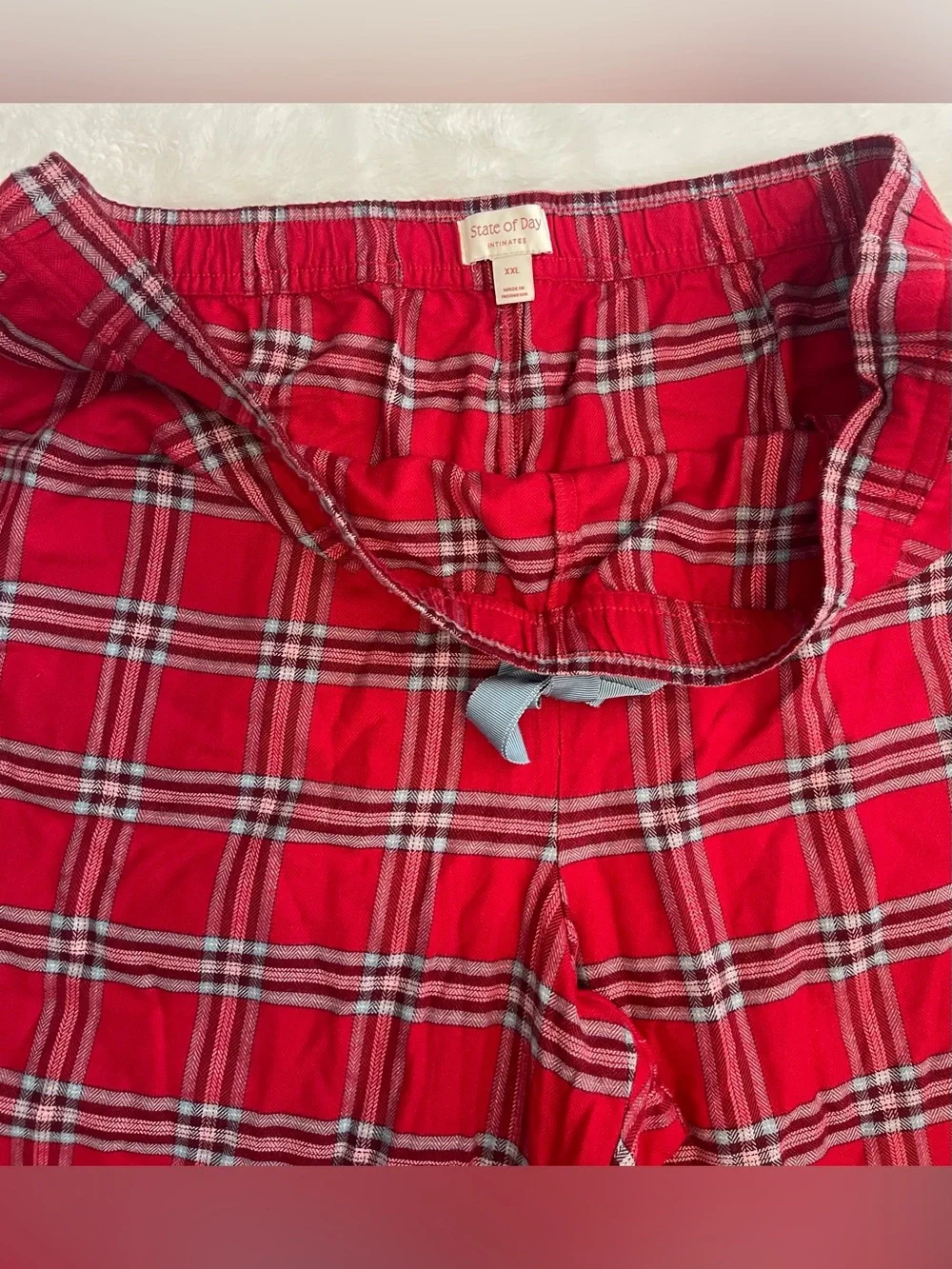 State of Day Plaid Flannel Pajama Pants Women's XXL Popplaid Tango Drawstring